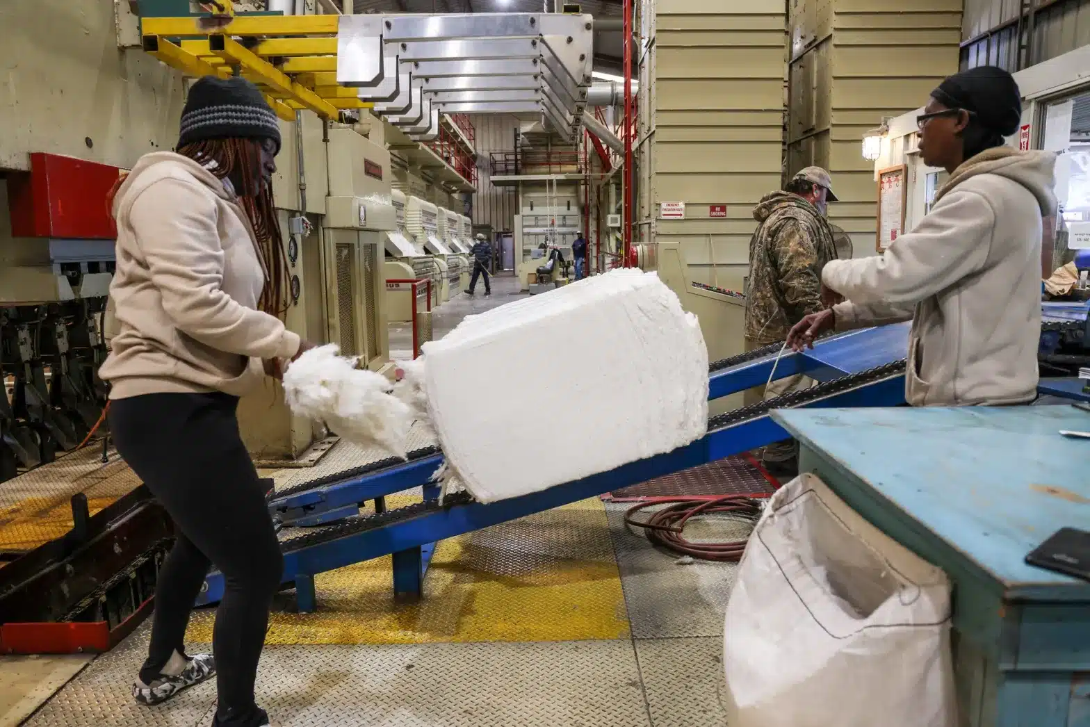 workers at cotton plant
